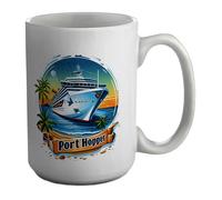 Shopagift Port Hopper Cruise Mug Holiday Vacation Beach Sea White 15oz Large Ceramic Cup