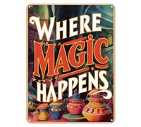 Shopagift Pottery Where Magic Happens Metal Poster Wall Tin Sign Man Cave Shed Bar Bedroom Home Kitchen - A5