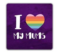 Shopagift Pride Rainbow Heart 2 Pack Coasters I Love My Mums LGBTQ Gift - 9cm x 9cm