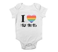 Shopagift Pride Rainbow Heart Baby Vest I Love My Mums LGBTQ Bodysuit Gift