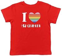 Shopagift Pride Rainbow Heart Kids T-Shirt I Love My Grandpa LGBTQ+ Childrens Tee Gift