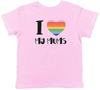 Shopagift Pride Rainbow Heart Kids T-Shirt I Love My Mums LGBTQ Childrens Tee Gift