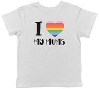 Shopagift Pride Rainbow Heart Kids T-Shirt I Love My Mums LGBTQ Childrens Tee Gift