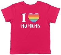 Shopagift Pride Rainbow Heart Kids T-Shirt I Love My Mums LGBTQ Childrens Tee Gift