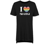 Shopagift Pride Rainbow Heart Women's Nightie I Love my Wifey LGBTQ+ Night Shirt Black