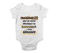 Shopagift Promoted to Granny Baby Grow Vest Funny Congrats Promoted to Babysitter Bodysuit Boys Girls