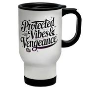 Shopagift Protected by Vibes and Vengeance Evil Eye Travel Mug Stainless Steel 14oz Cup