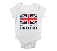 Shopagift Proud to be British Union Jack Patriotic UK Baby Grow Vest Bodysuit Boys Girls
