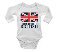Shopagift Proud to be British Union Jack Patriotic UK Baby Grow Vest Bodysuit Boys Girls L/S