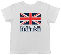 Shopagift Proud to be British Union Jack Patriotic UK Kids T-Shirt Childrens Tee Boys Girls White
