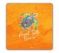 Shopagift Proud Turtle Owner Floral Sea Ocean 2 Pack Coasters - 9cm x 9cm