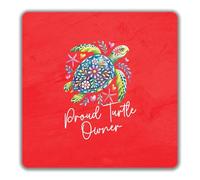 Shopagift Proud Turtle Owner Floral Sea Ocean 2 Pack Coasters - 9cm x 9cm