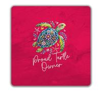 Shopagift Proud Turtle Owner Floral Sea Ocean 2 Pack Coasters - 9cm x 9cm