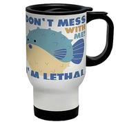 Shopagift Pufferfish Travel Mug Don't Mess I'm Lethal Funny Gift Stainless Steel 14oz Cup