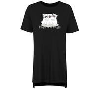 Shopagift Pugs and Hugs Women's Nightie Dog Breed Pet Lover Night Shirt Black