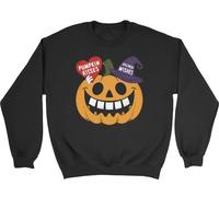 Shopagift Pumpkin Kisses Halloween Wishes Kids Sweatshirt Trick or Treat Spooky Costume Jumper Boys Girls Black