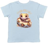 Shopagift Python Vibes Only Kids T-Shirt Funny Snake Reptile Lover Childrens Tee Boys Girls Light Blue