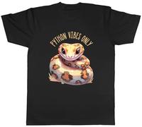 Shopagift Python Vibes Only Mens T-Shirt Funny Snake Reptile Lover Tee Black