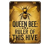 Shopagift Queen Bee Ruler of This Hive Metal Poster Wall Tin Sign Man Cave Shed Bar Bedroom Home Kitchen - A5