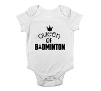Shopagift Queen of Badminton Baby Grow Vest Bodysuit White