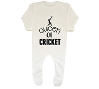 Shopagift Queen of Cricket Baby Grow Romper Suit White