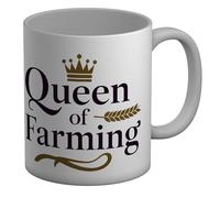 Shopagift Queen of Farming Mug White 11oz Large Ceramic Cup