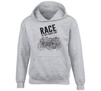 Shopagift Race to the Finish Line Kids Hoodie Cycling Bicycle Racing Riding Hoody Hooded Top Boys Girls Grey