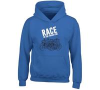 Shopagift Race to the Finish Line Kids Hoodie Cycling Bicycle Racing Riding Hoody Hooded Top Boys Girls Blue