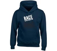 Shopagift Race to the Finish Line Kids Hoodie Cycling Bicycle Racing Riding Hoody Hooded Top Boys Girls Navy Blue