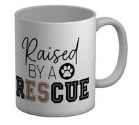 Shopagift Raised by a Rescue Dog Canine Pet Mug White 11oz Large Ceramic Cup