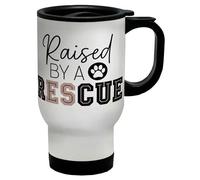 Shopagift Raised by a Rescue Dog Canine Pet Travel Mug Stainless Steel 14oz Cup