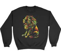 Shopagift Rasta Lion Kids Sweatshirt Jamaican King of the Jungle Jumper Boys Girls Black