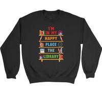 Shopagift Reading Books Lover Kids Sweatshirt I'm in my Happy Place The Library Jumper Boys Girls