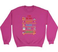 Shopagift Reading Books Lover Kids Sweatshirt I'm in my Happy Place The Library Jumper Boys Girls