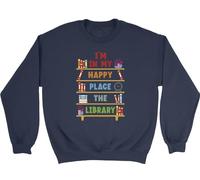Shopagift Reading Books Lover Kids Sweatshirt I'm in my Happy Place The Library Jumper Boys Girls