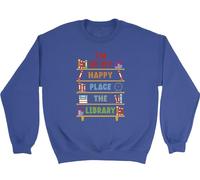 Shopagift Reading Books Lover Kids Sweatshirt I'm in my Happy Place The Library Jumper Boys Girls