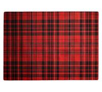 Shopagift Red and Black Tartan Plaid Glass Chopping Board Large Kitchen Worktop Saver 39cm x 28cm