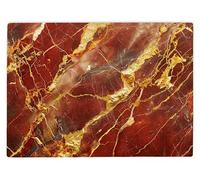 Shopagift Red Gold Marble Effect Glass Chopping Board Large Kitchen Worktop Saver 39cm x 28cm