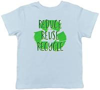 Shopagift Reduce, Reuse, Recycle Childrens Kids T-Shirt Light Blue