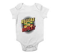 Shopagift Reggae on Repeat Baby Grow Vest Jamaican Music Rasta Bodysuit Boys Girls