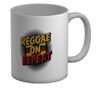 Shopagift Reggae on Repeat Mug Jamaican Music Rasta White 11oz Large Ceramic Cup