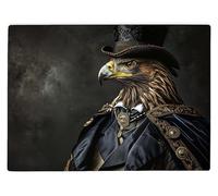 Shopagift Renaissance Eagle in Top Hat Glass Chopping Board Large Kitchen Worktop Saver 39cm x 28cm
