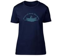 Shopagift Rivers are Roads Kayak Womens T-Shirt Kayaking Paddle Adventure Canoe Ladies Tee Navy Blue