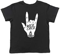 Shopagift Rock Chick Hand Sign Childrens Kids T-Shirt - Rock n Roll Band Retro Music Girls Gift Black