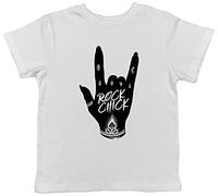 Shopagift Rock Chick Hand Sign Childrens Kids T-Shirt - Rock n Roll Band Retro Music Girls Gift White
