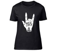 Shopagift Rock Chick Hand Sign Fitted Womens T-Shirt Black