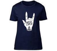 Shopagift Rock Chick Hand Sign Fitted Womens T-Shirt Navy Blue