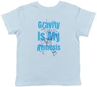 Shopagift Rock Climbing Kids T-Shirt Gravity is My Nemesis Funny Climber Childrens Tee Boys Girls Light Blue