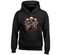 Shopagift Rock n Roll Band Kids Hoodie Skeleton Gothic Guitar Music Gift Hoody Hooded Top Black