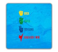 Shopagift Rock Paper Scissors 2 Pack Coasters Head Kick I Win Funny Taekwondo - 9cm x 9cm